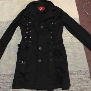 Royal bones knee length black coat